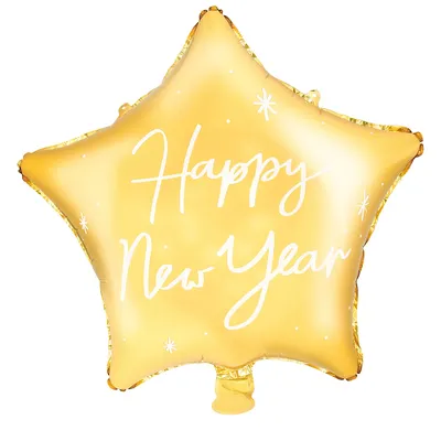 Folienballon Stern Happy New Year, gold, 44 cm Ø