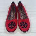 Tory Burch Shoes | Authentic Tory Burch Slip On Navy & Red Canvas Shoes - Size 9 | Color: Blue/Red | Size: 9