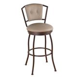 Lark Manor™ Amareona Swivel Counter, Bar & Extra Tall Stool Upholstered/Metal in Black/Brown | 45.5 H x 16.5 W x 16.5 D in | Wayfair