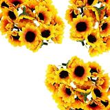 300 Pcs Artificial Sunflower Little Daisy Gerbera Flower Heads for Wedding (Yellow&Coffee)