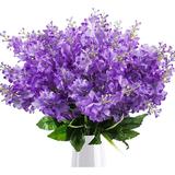 6PCS Artificial Fake Silk Wisteria Flowers Faux Hyacinth Flowers for Home Garden Outdoor Cemetery Grave Fences Spring Summer Decor Floral Arrangements Purple