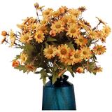 2 Pcs Artificial Flowers Fake Daisy Flowers Realistic Silk Flowers Bouquet for Wedding Bouquets Home Party Office Christmas Fall Decor(Orange)