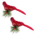 Fuwaxung Artificial Imitation Cardinal Birds Red Velvet Foam Feather Bird Model Home Garden Plant Wedding Decoration Ornaments DIY Party