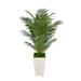 House of Silk Flowers Artificial 4-1/2 foot Areca Palm in Tall Washed Wood Planter (White)
