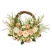 17.7 Artificial Peony Wreath with Rose Spring Summer Wreath Natural Grapevine Wreath Handmade Floral Wreath for Front Door Wall Window Home Room Outdoor Wedding Porch Party Decor