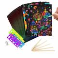 Wrea Scratch Art For Kids 50 Sheets Rainbow Scratch Paper Arts And Crafts For Kids Black Magic Scratch Art Notes Paper Boards With 5 Wooden Stylus And 4 Drawing Rulers And 1 Pencil Sharpener