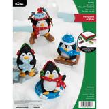 Bucilla Felt Applique Ornament Kit Penguins at Play Set of 4
