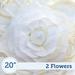 BalsaCircle 2 Pieces 20 White Artificial Large Roses Flowers Wall Backdrop Party
