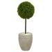 Nearly Natural 3ft. Boxwood Ball Topiary Artificial Tree in Oval Planter UV Resistant (Indoor/Outdoor)