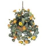 Nearly Natural 22 Gold Nasturtium Plant Artificial Flowers in Hanging Basket