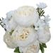 iOPQO Kitchen Cleaning Supplies 1 Bouquet Vintage Artificial Peony Silk Flowers Bouquet for Decoration bunch of 13 peony flowers milk white White