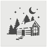 Cozy Log Cabin Outdoors Trees Woods DIY Cookie Wall Craft Stencil - 4.5 Inch
