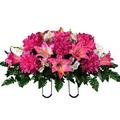 Sympathy Silks Artificial Cemetery Flowers 30 Pink Purple Lily/Dahlia cemetery saddle