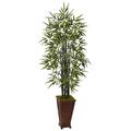 Nearly Natural 5.5 ft. Black Bamboo Tree in Decorative Planter