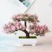 Bonsai Tree Artificial Plant Decors Simulation Green Plants Decor Fake Plant Decor for Home Decor Bedroom Living Room Office Garden Table Shelf Decor Pink Artificial Bonsai Tree