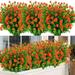 GRNSHTS 6 Bundles Artificial Flowers No Fade Faux Spring Plants Fake Indoor Outdoor Greenery for Wedding Party Home Garden Fireplace Decor(Orange Red)
