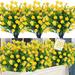GRNSHTS 20 Pack Artificial Plants Outdoor UV Resistant Fake Flowers for Decoration Faux Plants Greenery Shrubs Hanging Plants Fake Plastic Flowers Outside Home Box Porch Garden Spring Decor(Yellow)