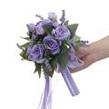 Clearance!!Elegant Bridal Rose Hand Bouquet-Silk Roses Bridal Wedding Hand Bouquet Bridesmaid Holding Artificial Fake Flowers Bouquet for Wedding Supplies