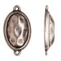 Single-Sided Hammertone Puff Oval Antiqued Silver-Plated Link 14x25mm Sold per pkg of 4pcs per pack