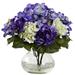 Nearly Natural Mixed Hydrangea Artificial Flowers with Vase Blue