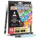 Arteza Blendable Ink Real Brush Tip Artist Brush Pens Set Assorted Colors Non-Toxic - 12 Pack