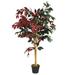 Costway 4 Artificial Capensia Bush Red/Green Leaves Indoor Outdoor for Home Decor