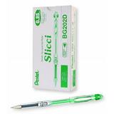 Pentel Arts Slicci 0.25 mm Extra Fine Gel Pen Green Ink Box of 12 (BG202-D)