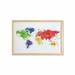 Map Wall Art with Frame Abstract Colorful World Map Illustration on White Background Art Print Printed Fabric Poster for Bathroom Living Room 35 x 23 Red Purple and Yellow by Ambesonne