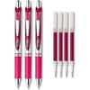 Pentel EnerGel Deluxe RTX Liquid Gel Ink Pen Set Kit Pack of 3 with 4 Refills (Pink - 0.7mm)