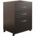 Pemberly Row Metal Mobile 3 Drawer Vertical Wood Filing Cabinet in Black