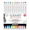 ZEBRA PEN CORP-1PK ClickArt Porous Point Pen Retractable Fine 0.6 mm Assorted Ink Colors White/Assorted Barrel 12/Pack