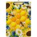 ZHANZZK Sunflowers Honeycombs Bees Clipboard Hardboard Wood Nursing Clip Board and Pull for Standard A4 Letter 13x9 inches