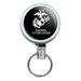 Marine Corps USMC Earned Never Given White Black Logo Officially Licensed Heavy Duty Metal Retractable Reel ID Badge Key Card Tag Holder with Belt Clip