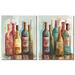 Wine Cellar Motif I Beautiful Contemporary Bottles of Wine; Two 11x14in Poster Prints. Red/Blue/Yellow