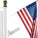G128 - 5 Feet Tangle Free Spinning Flagpole (White) American Flag Pole Sleeve Embroidered 2x3 ft American Flag Pole Sleeve (Flag Included) Aluminum Flag Pole
