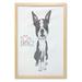 Boston Terrier Wall Art with Frame Naive Puppy Tiny Dog Breed Standing by the I Love My Dog Message Printed Fabric Poster for Bathroom Living Room 23 x 35 Grey Coral and White by Ambesonne