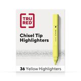 TRU RED Tank Highlighter with Grip Chisel Tip Yellow 36/Pack TR54581