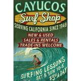 Cayucos California Surf Shop Vintage Sign (12x18 Wall Art Poster Room Decor)