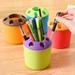 Cheers.US Pen Holder Stand for Desk Plastic Pencil Cup for Girls Kids Durable Ceramic Desk Organizer Makeup Brush Holder for Office Classroom Home