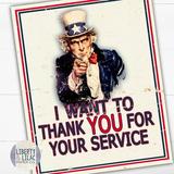 Liberty and Lilac Paper Uncle Sam Poster Patriotic Art Gift for Veteran Thank a Veteran Thank You For Your Service UNFRAMED 24x36-inch Print