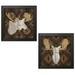 Gango Home Decor Lodge Precious Antlers IV & Precious Antlers III by Wellington Studio (Ready to Hang); Two 12x12in Black Framed Prints