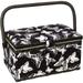Sewing Basket with Floral Print Design - Sewing Kit Storage Box with Removable Tray Built-in Pin Cushion and Interior Pocket - by Adolfo Design (Medium - 11 x 7 x 5.5 Butterfly Design