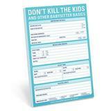 Knock Knock Don t Kill the Kids Babysitter Checklist Note Pad 6 x 9-inches