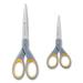 Titanium Bonded Scissors 5 And 7 Long 2.25 And 3.5 Cut Lengths Gray/yellow Straight Handles 2/pack | Bundle of 10 Packs