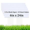 7 Pcs Blank Yard Signs 6 x24 - Lawn Sign with Stake - Water Resistant DIY Poster Board Signs for Rent Garage Sales Open Houses and Custom Birthday