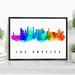 Pera Print Los Angeles Skyline California Poster Los Angeles Cityscape Painting Unframed Poster Los Angeles California Poster California Home Office Wall Decor - 5x7 Inches