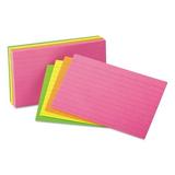 Ruled Neon Glow Index Cards 5 X 8 Assorted 100/pack | Bundle of 2 Packs