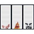 WIRESTER Set of 3pcs 3.3 x 7.5 inches Magnetic Notepad To Do List Grocery Shopping List for Fridge 50 Sheets/each pad - Baby Pig Cochin Chicken & Black Spot Cow