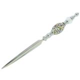 GlassOfVenice Murano Glass Letter Opener - Silver White Confetti