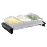 BroilKing Professional Triple Buffet Server with Stainless Base & Plastic Lids